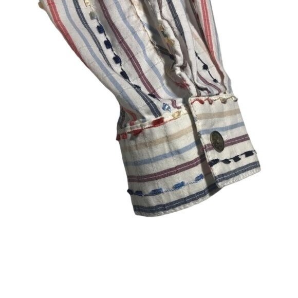 Alfred Dunner  Button Down Mini Tassel Ribbon Stripe Shirt Long Sleeve Blouse 8 - Picture 6 of 6